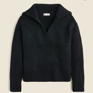 J Crew Johnny collar sweater with ribbed trim in black